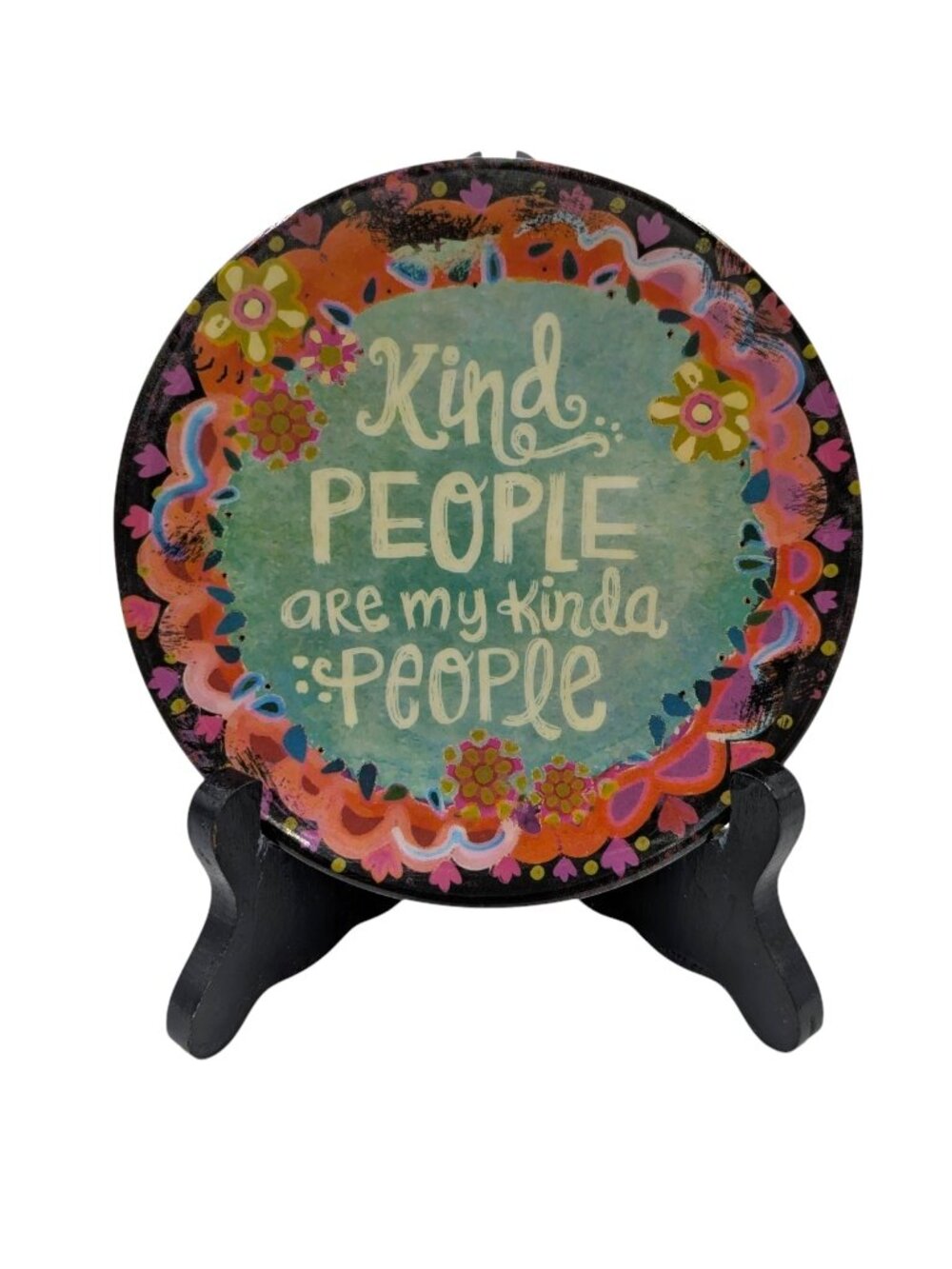 Natural Life Kind People Are My Kinda People Floral 5" Round Decor Trinket Dish